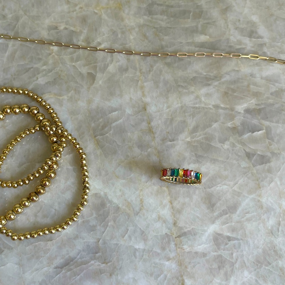 Emerald Cut Rainbow Ring Multicolored gold